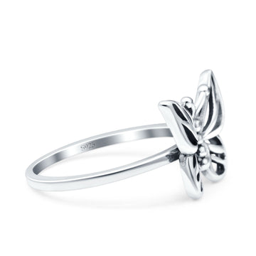Butterfly Oxidized Band Solid 925 Sterling Silver Thumb Ring (11.7mm)